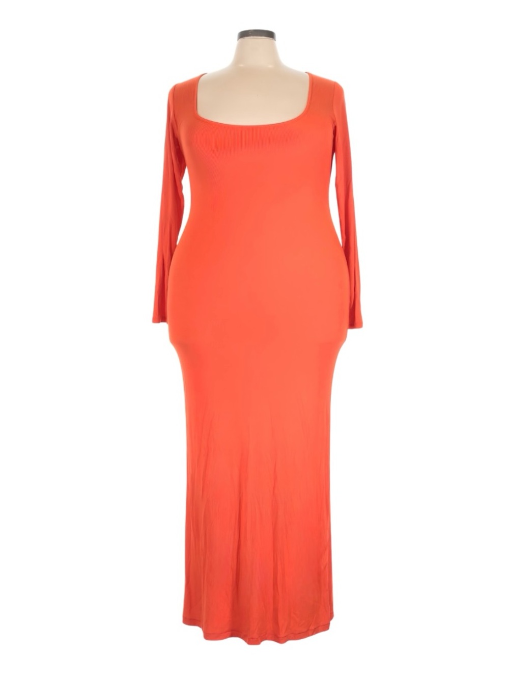 SKIMS Orange Long Sleeve Ribbed Maxi Dress NWT